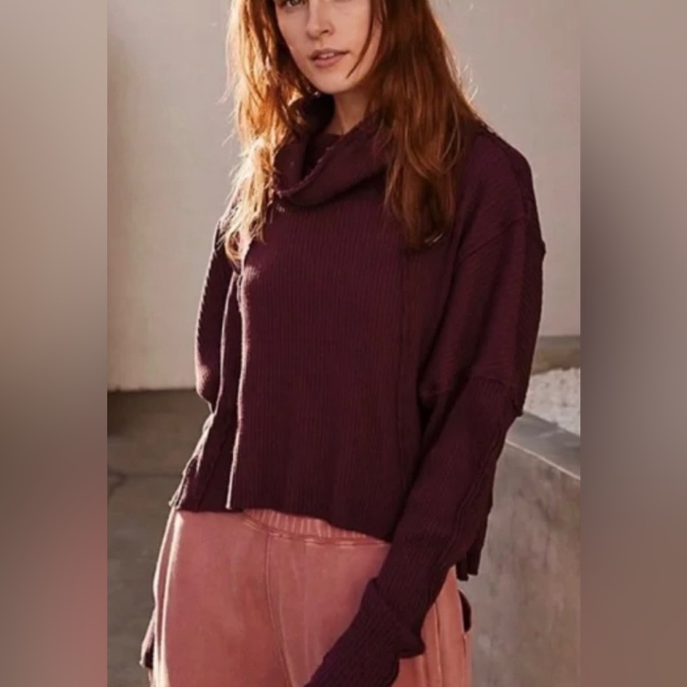 Free People Juicy Long Sleeve Tunic Sweater with Cowl Neck - Picture 2 of 10